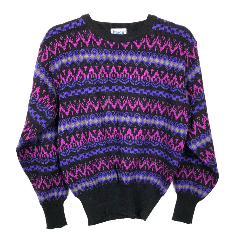 Vintage 90s Meister Smiley Wool Blend Ski Sweater